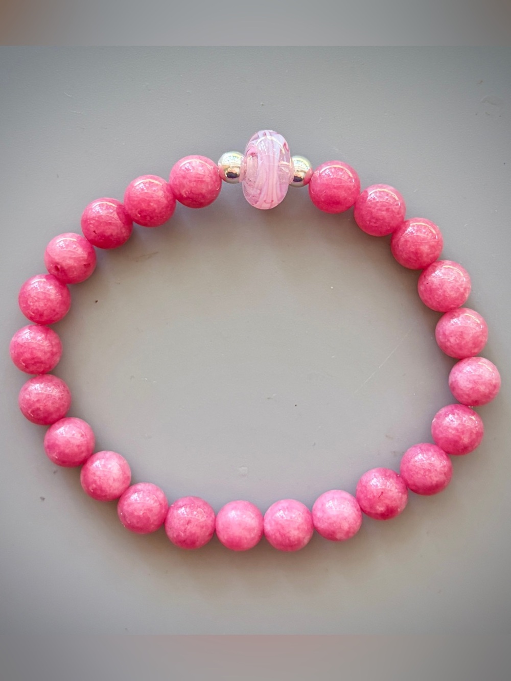 Pink Jade Handcrafted Beaded Bracelet